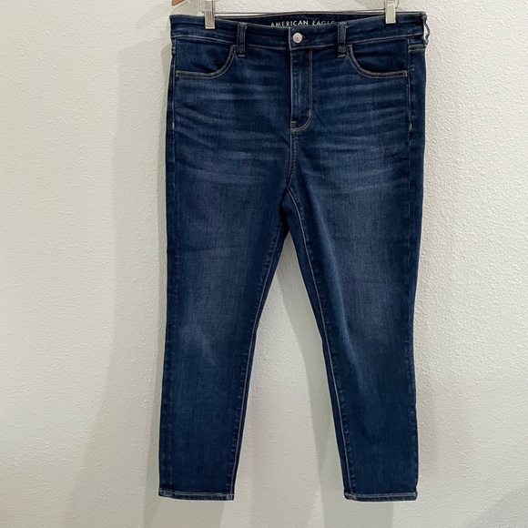 American Eagle High Rise Stretch Jeggings Dark Cropped Casual Everyday - Picture 1 of 8